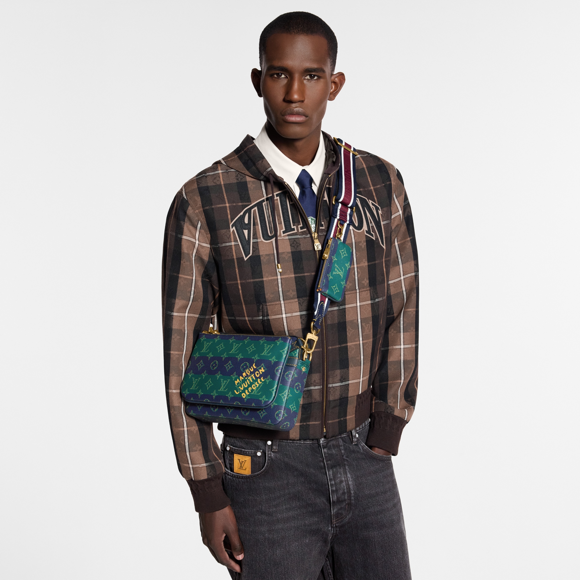 コーニッシュウェア　ブルーストライプ　トリオ Trio Messenger Monogram Heritage - Bags and Small Leather Goods